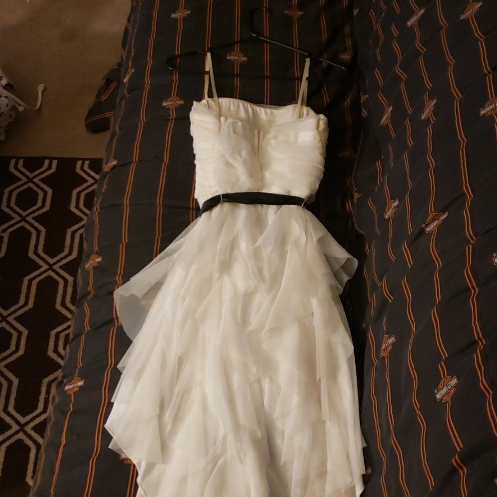 White Multi Layer Strapless Prom Dress - Picture 2 of 2